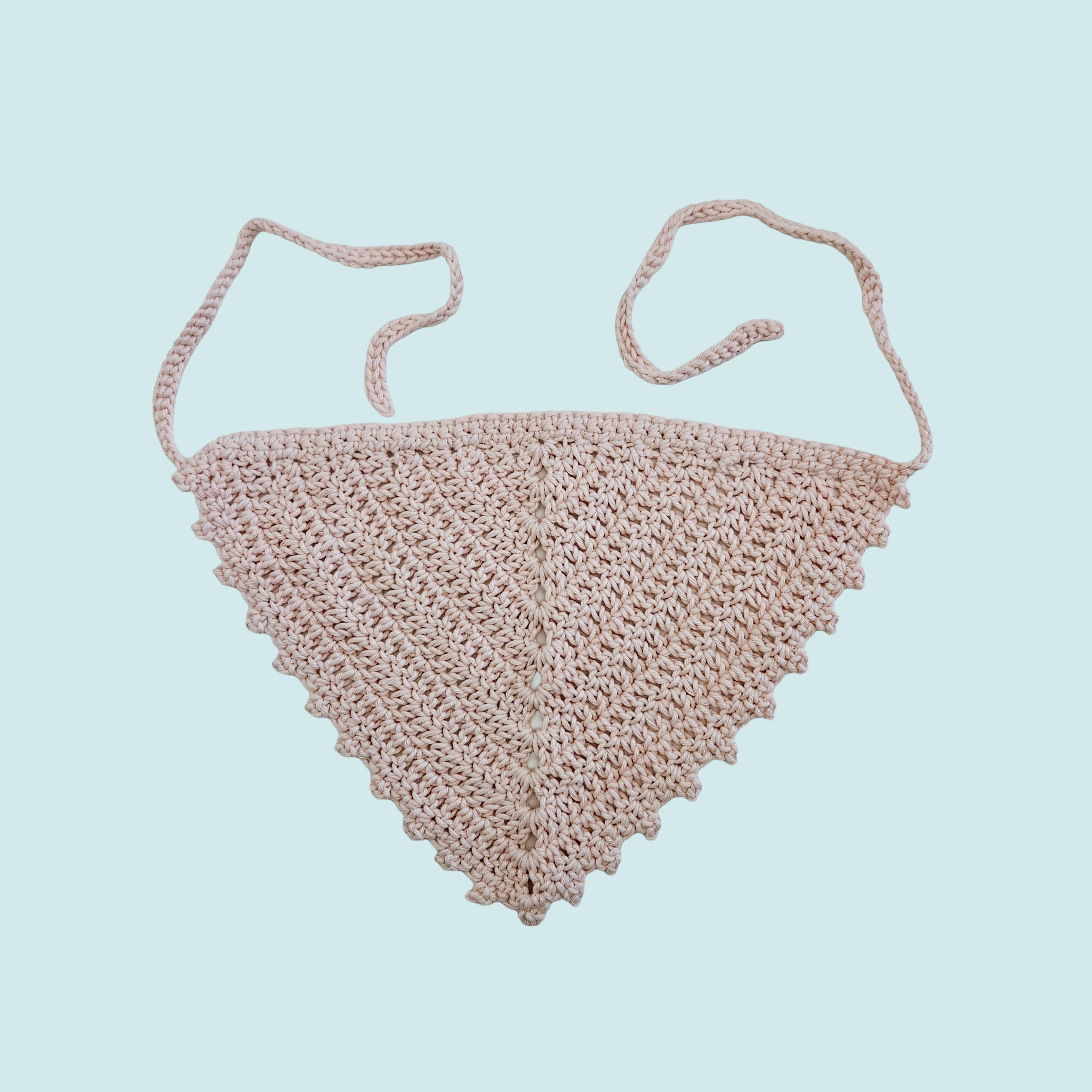 Pale Pink Picot Bandana - Solid